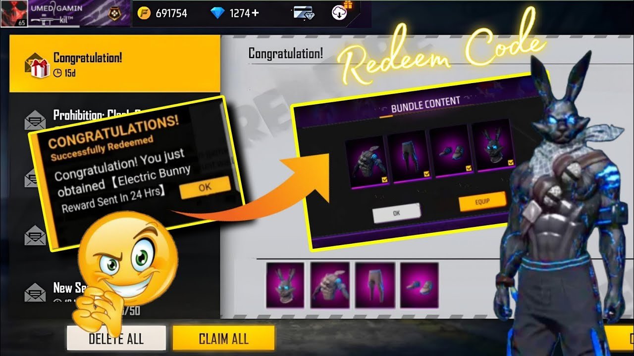 Free Fire Max Black Bunny Bundel Redeem