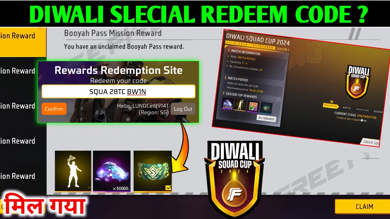 Free Fire Diwali Redeem Code